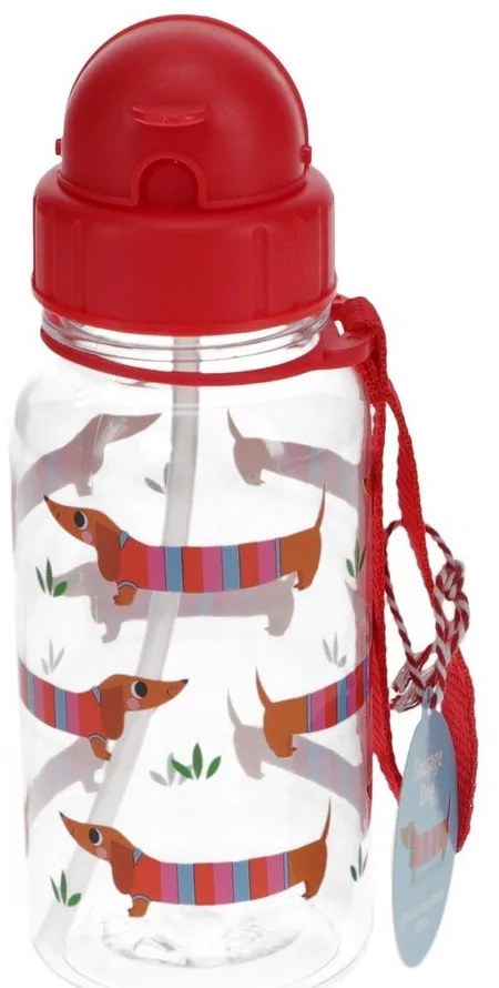 Bottiglia per bambini rossa in tritolo 500 ml Sausage Dog – Rex London