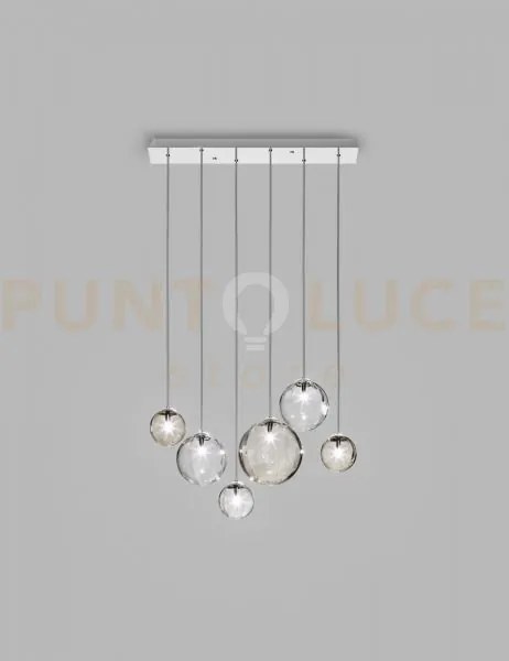 Puppet sospensione l6 multicolore 3 cromo lucido 6 luci attacco g9