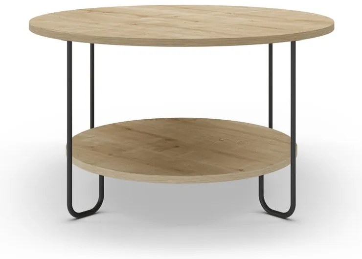 Tavolino rotondo con piano in rovere naturale ø 80 cm Tonka - Marckeric