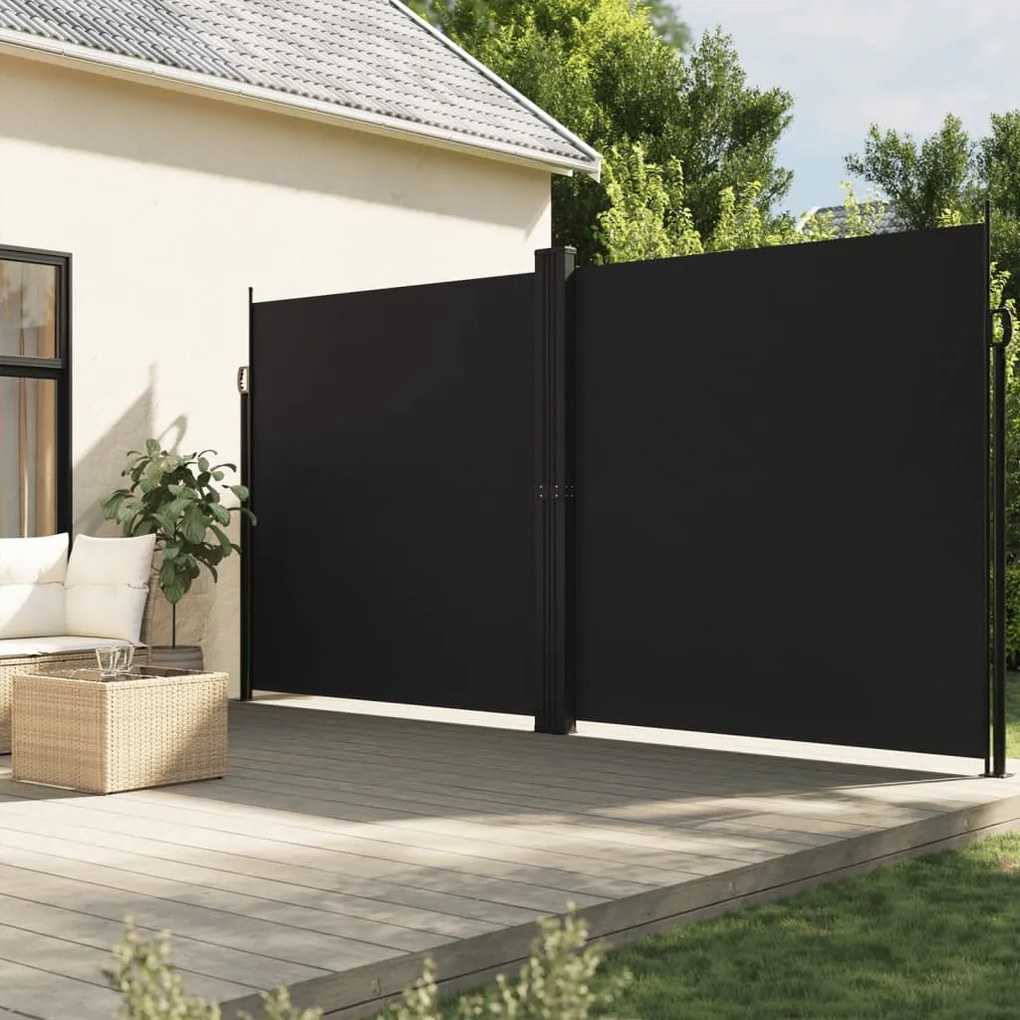Tenda Da Sole Laterale Retrattile Nera 200x600 Cm /