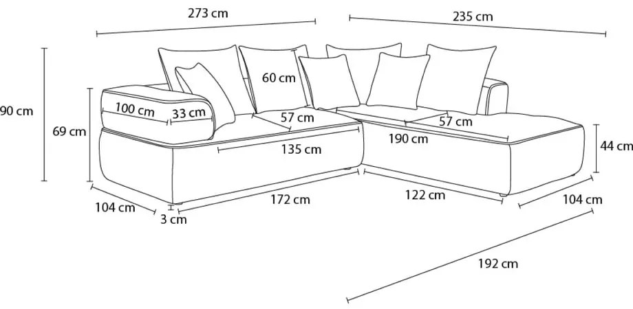 Divano angolare color senape (penisola a destra/a L) con rivestimento in ciniglia Whesley – Bobochic Paris