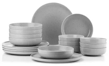 Set di piatti 18 pezzi grigio/porcellana