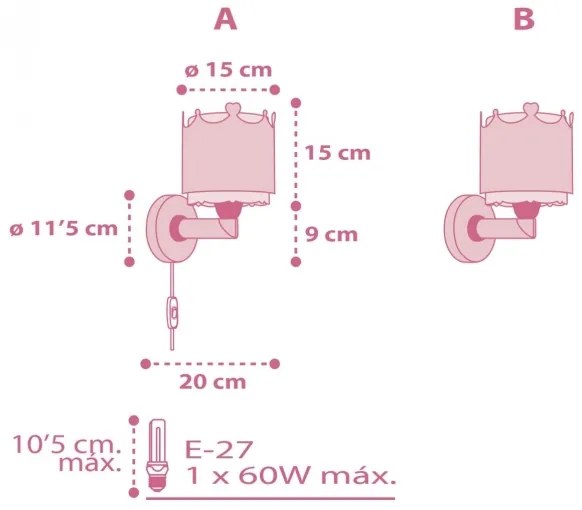 Dalber 61109 - Applique per bambini LITTLE QUEEN 1xE27/60W/230V