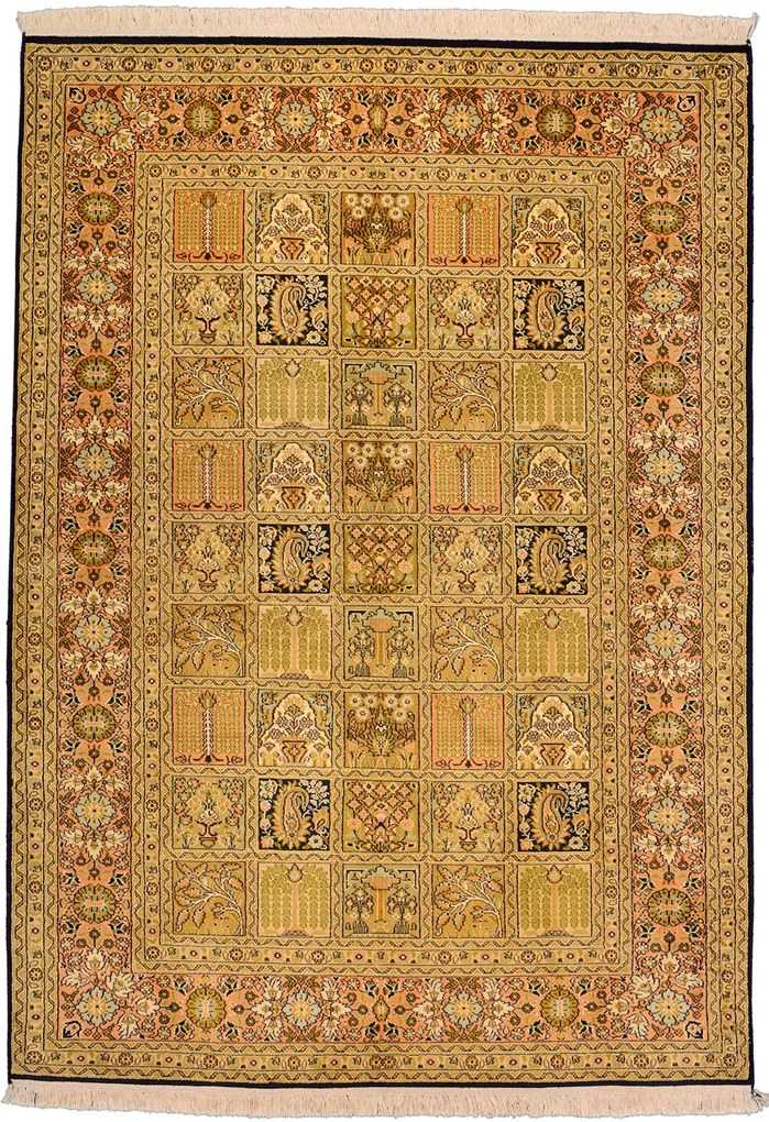 Cashmere Silk Tappeto 130x180 Beige (Indian) Annodato A Mano