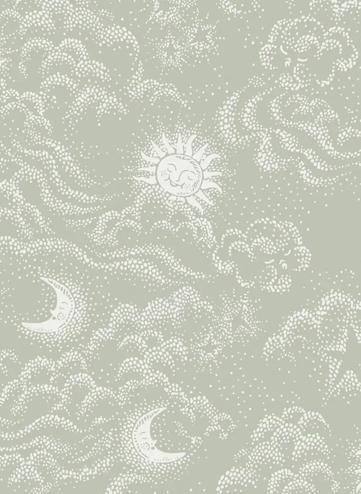 Littlephant Carta da parati Happy Cloud - Sage Green