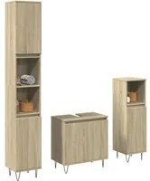 Set Mobili da Bagno 3 pz Rovere Sonoma in Legno Multistrato 3307674