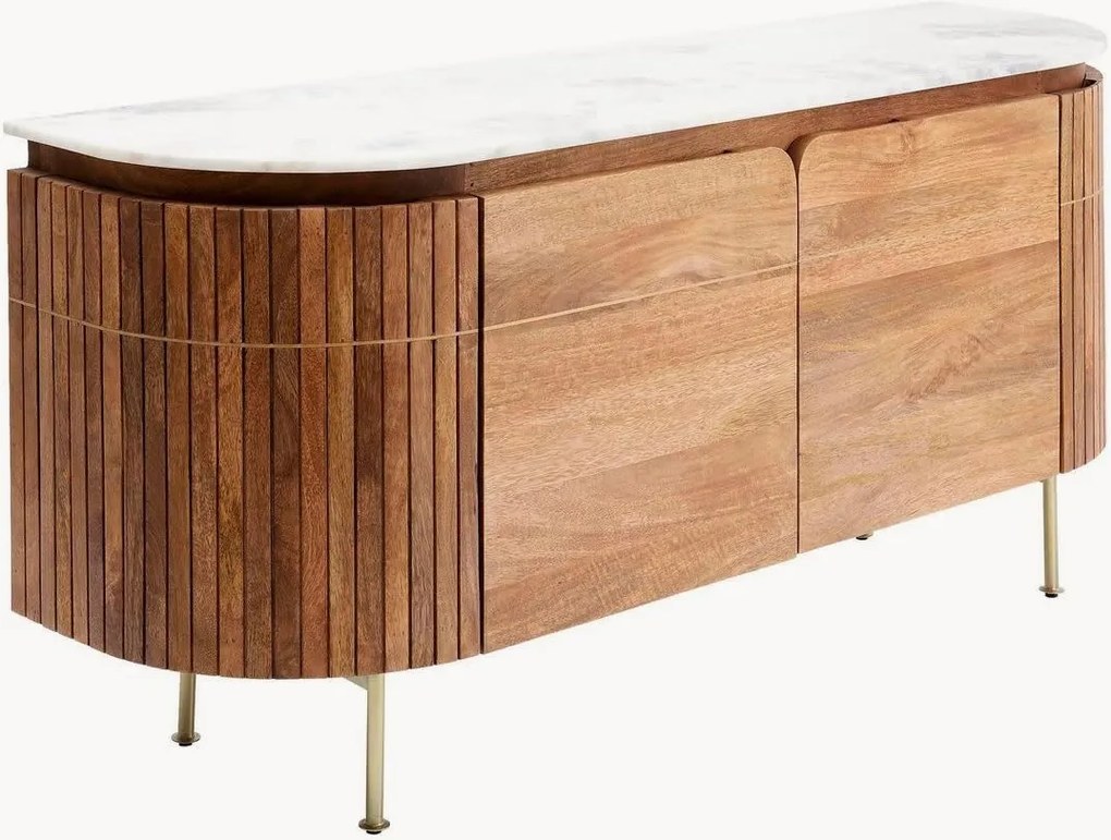 Credenza in legno di mango fatta a mano con piano in marmo Grace