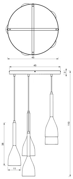 Lampadario a sospensione con filo MUZA 5xE27/15W/230V nero/beige/rame/faggio