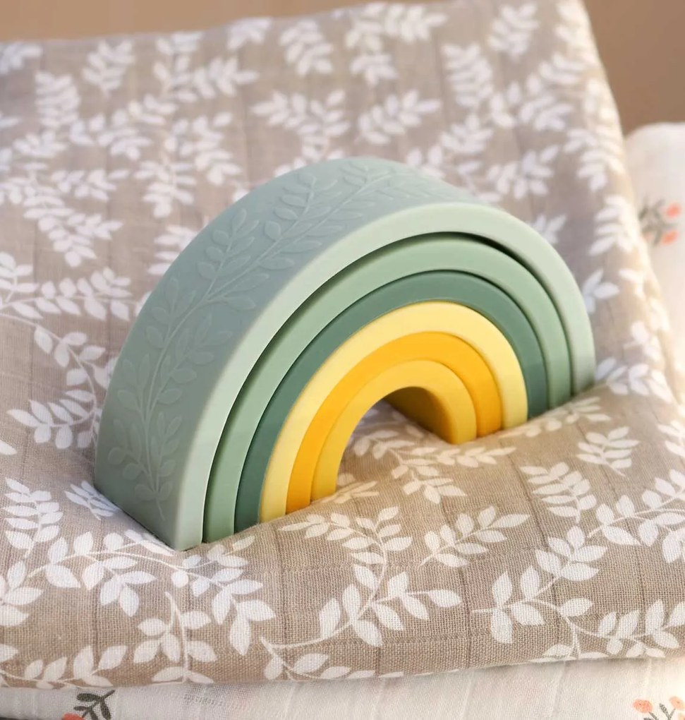 A Little Lovely Company - arcobaleno montessoriano impilabile - verde e giallo