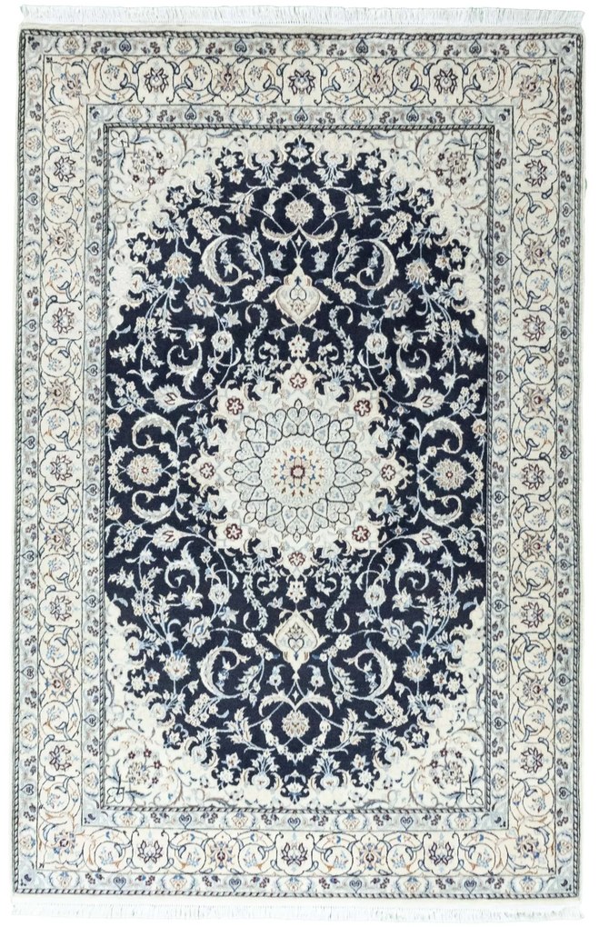 Nain Tappeto 190 x 130 Blu (Iran) Annodato A Mano