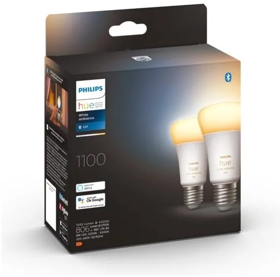 SET 2xLED Lampadina Dimmerabile Philips Hue WHITE AMBIANCE E27/8W/230V 2200-6500K