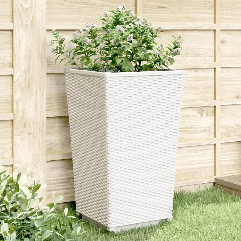 Fioriere Da Giardino 4 Pz Bianche 32,5x32,5x57 Cm İn Pp /