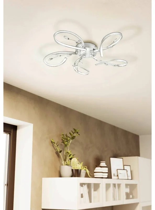 Plafoniera LED neoclassico Vallemare, argento, luce calda EGLO