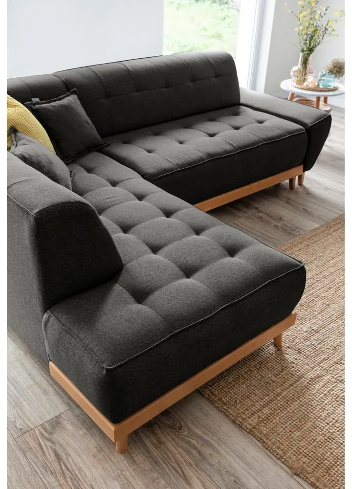 Divano letto angolare grigio scuro L, angolo sinistro Dazzling Daisy - Miuform