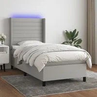 Letto a Molle Materasso e LED Grigio Chiaro 80x200 cm Tessuto 3138349