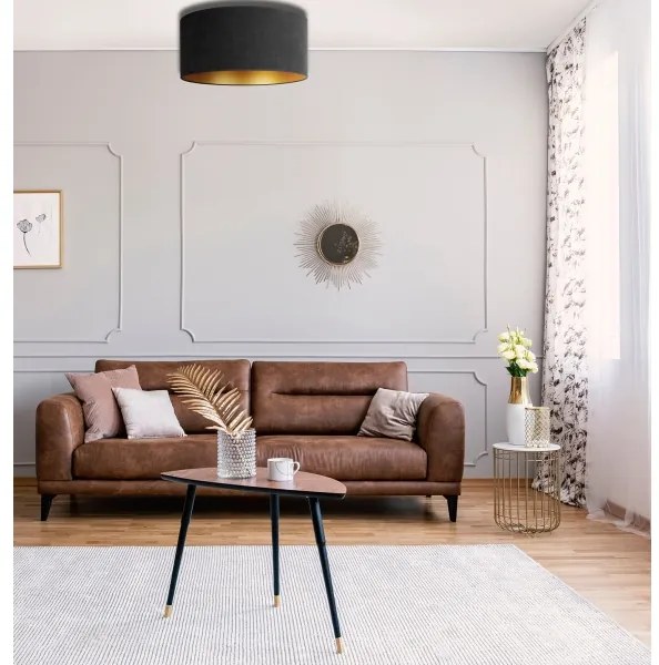 Duolla - Plafoniera ROLLER 3xE27/15W/230V diametro 60 cm nero/oro