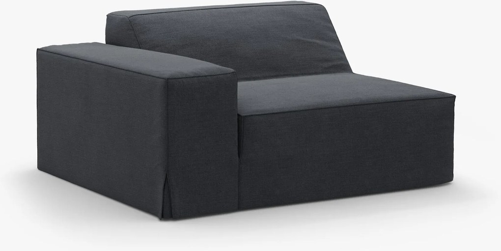 Modulo terminale Jodie con bracciolo e copertura in tessuto Lins – L102 cm