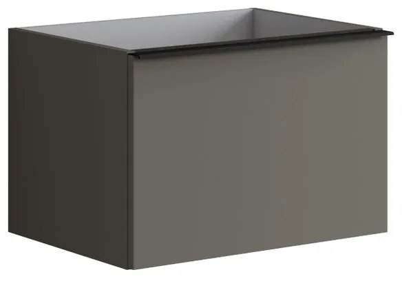 Mobile da bagno sotto lavabo Pixel plain frontale grigio carbone e maniglia alluminio nero laccato opaco L 60 x H 40 x P 45.5 cm 2 cassetti, lavabo non incluso