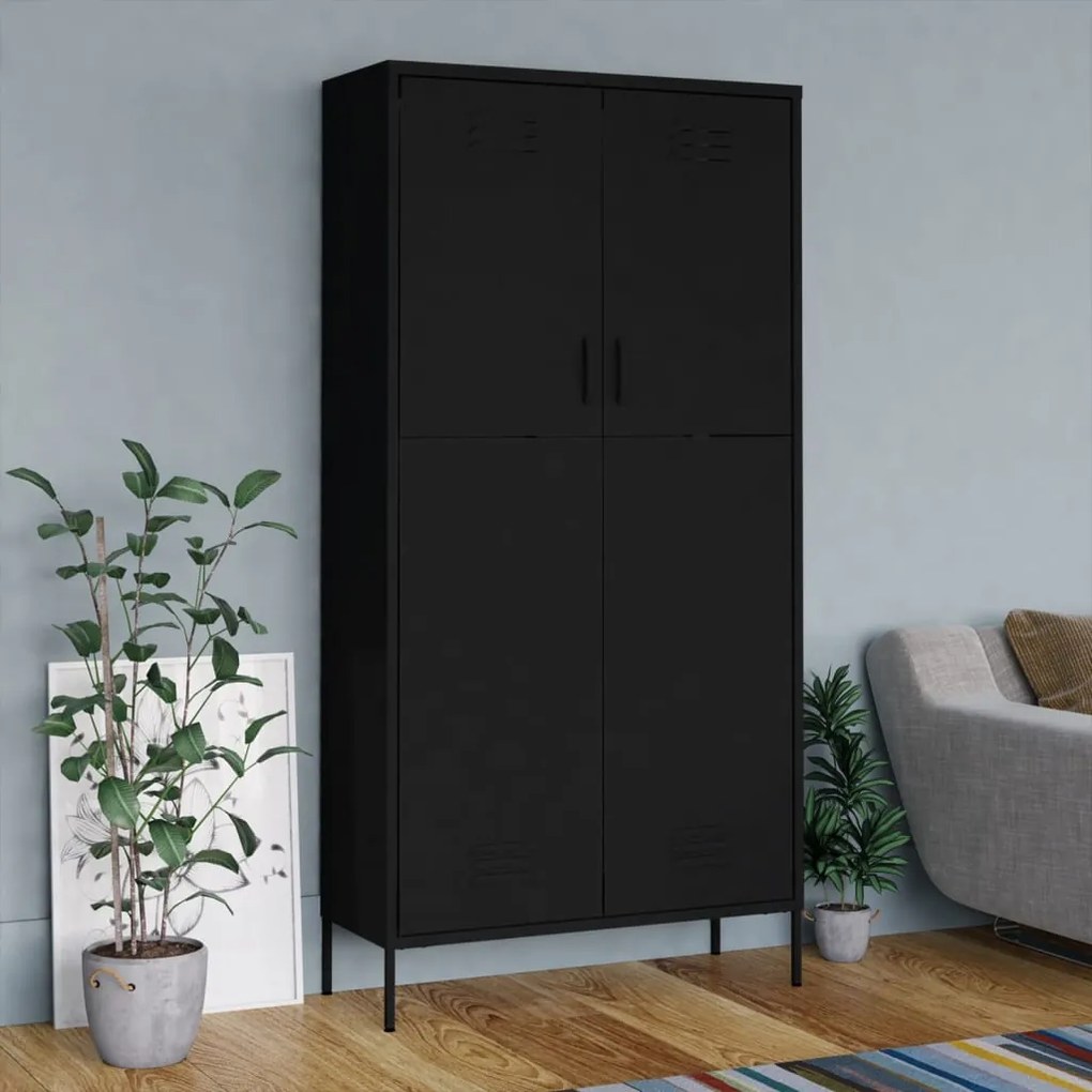 Armadio Nero 90x50x180 cm in Acciaio