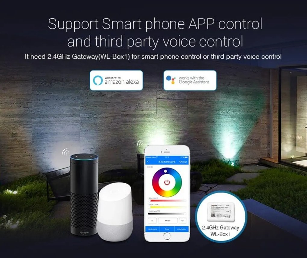 Faretto LED a Picchetto 6W RGB+CCT IP66 Sinc. Aut. WiFi - Mi-Light Colore RGB+CCT