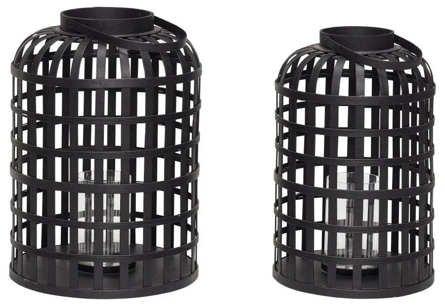 Set di 2 lanterne di bambù nero Bamboo Garo Grid - Hübsch