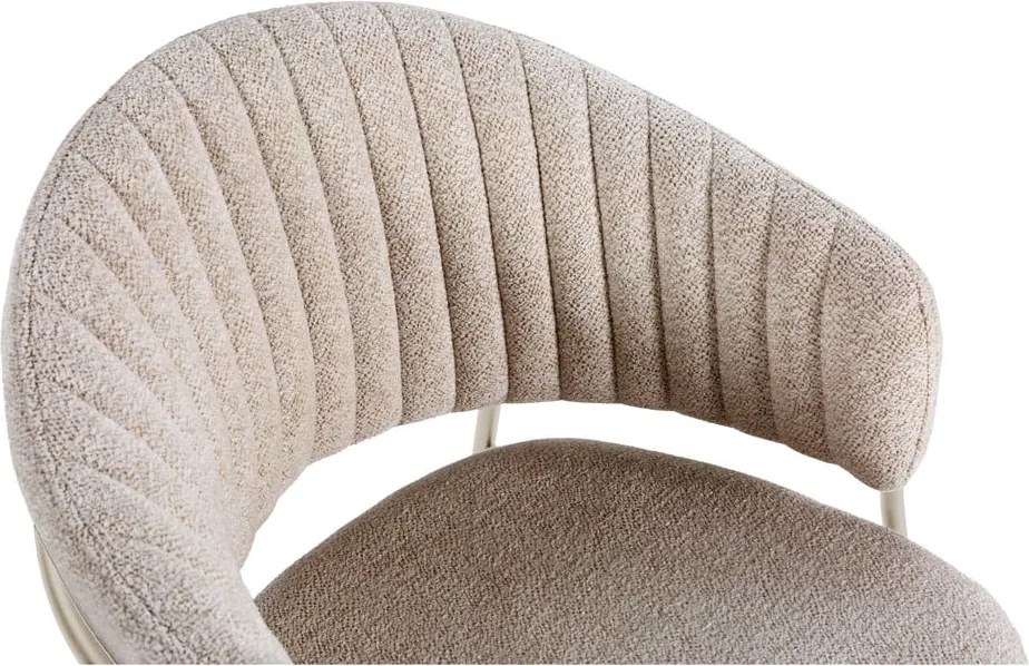 Set di sedie da pranzo beige in imbottito con braccioli 2 pz Leticia – Marckeric