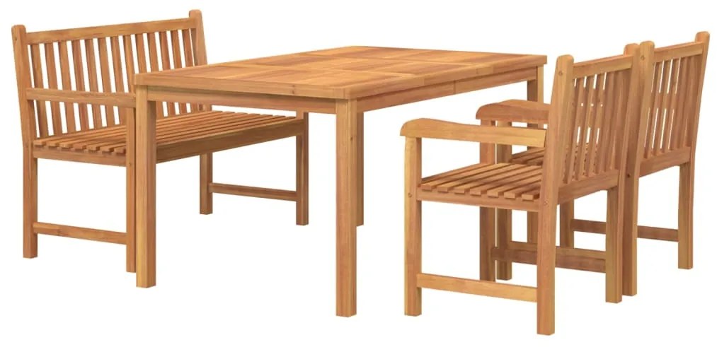 Set da pranzo per giardino 4 pz in legno massello di teak