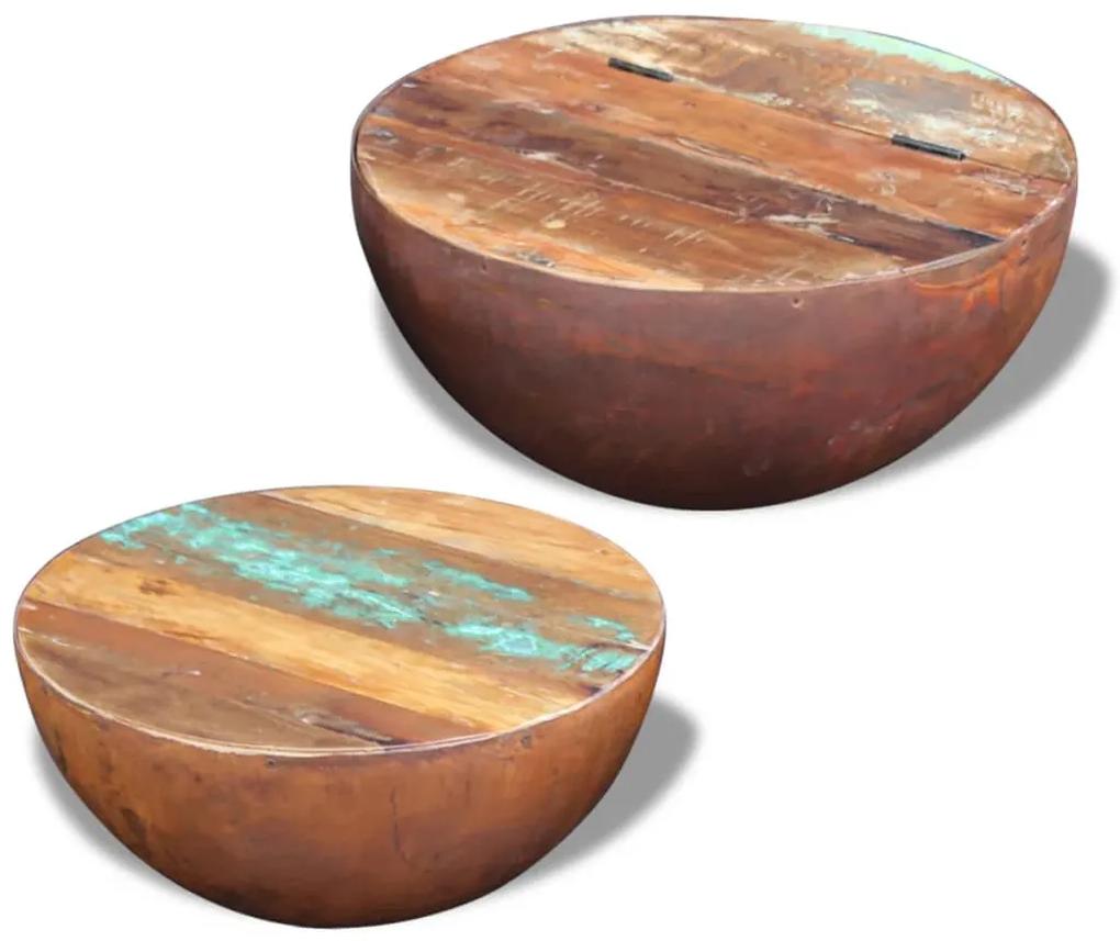 Tavolino da caffè 2 pz a forma di palla in legno recuperato