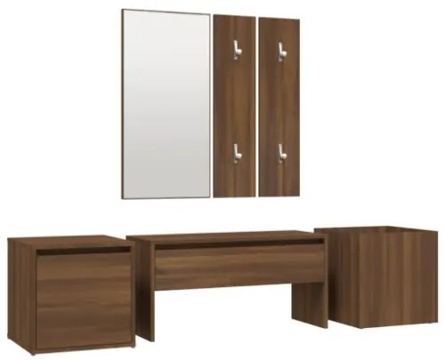Set di Mobili da Corridoio Rovere Marrone in Legno Multistrato