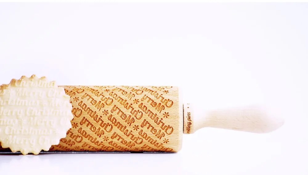 Rullo per pasta in legno a rilievo natalizio con Merry Christmas - Valek