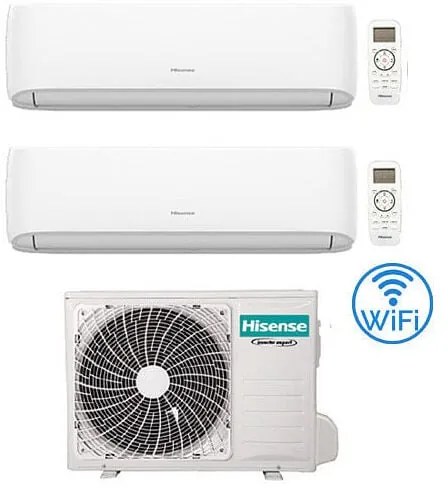 Climatizzatore Condizionatore Hisense Hi Comfort Wifi R32 Dual Split Inverter 7000 + 9000 BTU con U.E. 2AMW42U4RGC Classe A++/A+