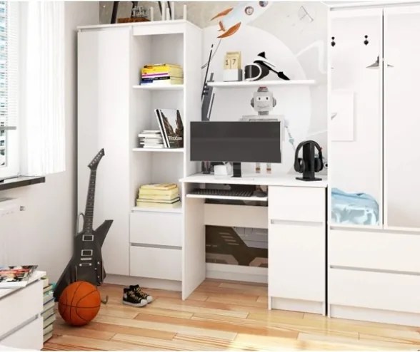 Scrivania 90x50 Con Anta E Cassetto Laterali A Destra Artika Bianca