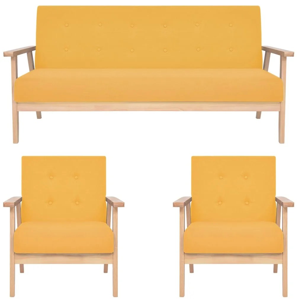 Set Di Divani 3 Pz İn Tessuto Giallo /