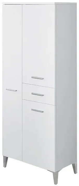 Colonna bagno dappoggio 60x150 cm bianco con ante e cassetto Desya