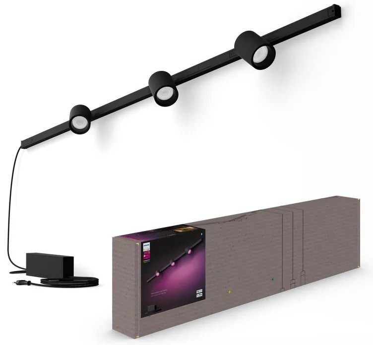 Binario Hue Perifo parete x3 cilindri farett N nero LED 1530 LM