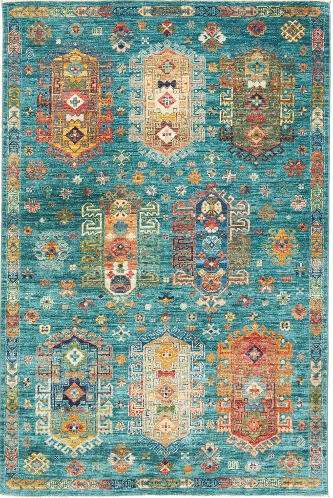 Samarkand Tappeto orientale 190 x 130 Verde (Pakistan) Annodato A Mano