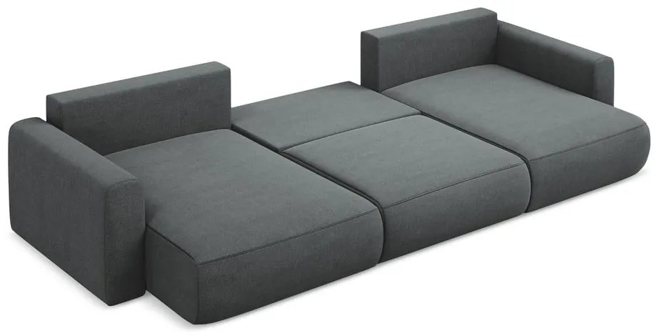 Divano angolare grigio scuro allungabile/con contenitore (a U) Kapua – Makamii