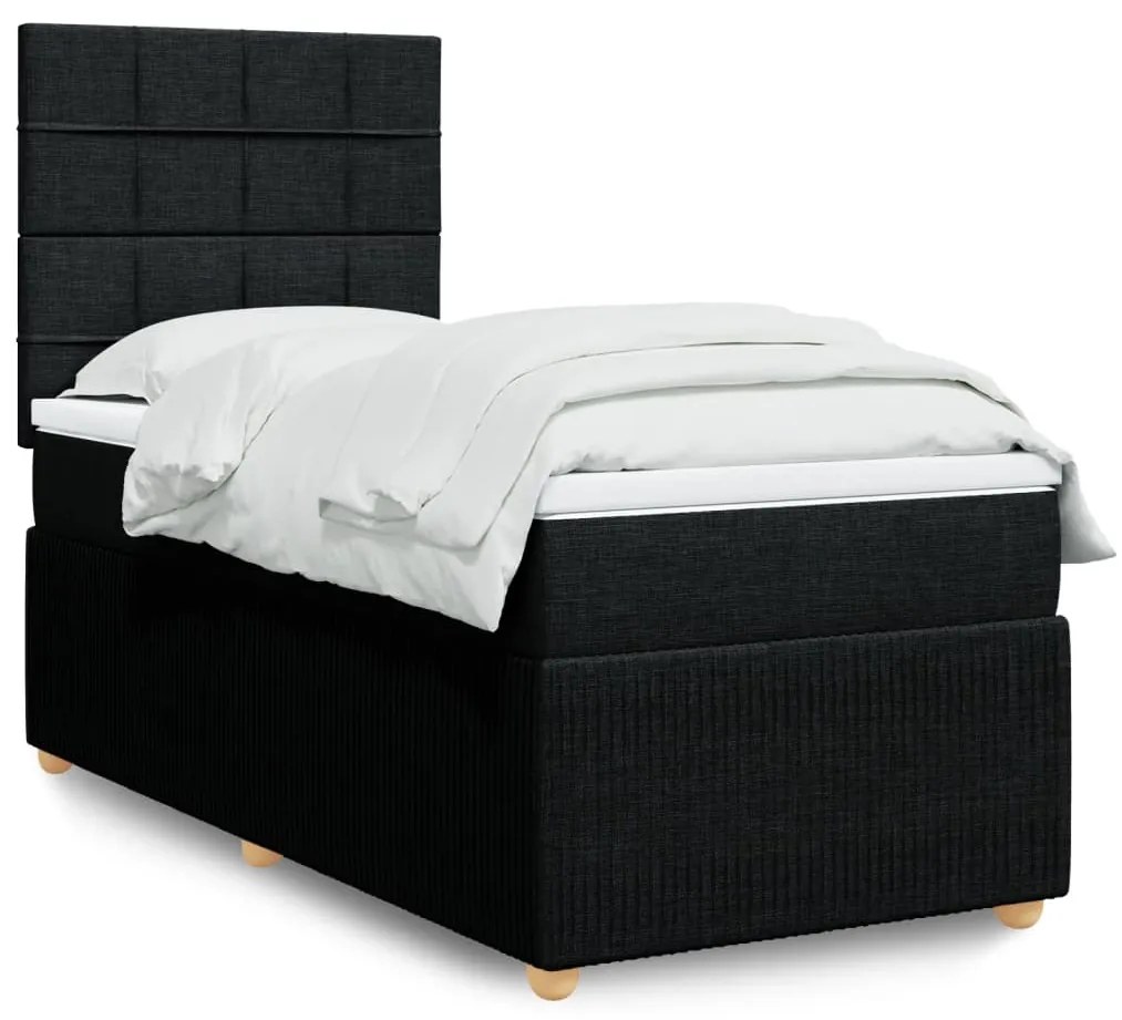 Giroletto A Molle Con Materasso Nero 90x190 Cm İn Tessuto /