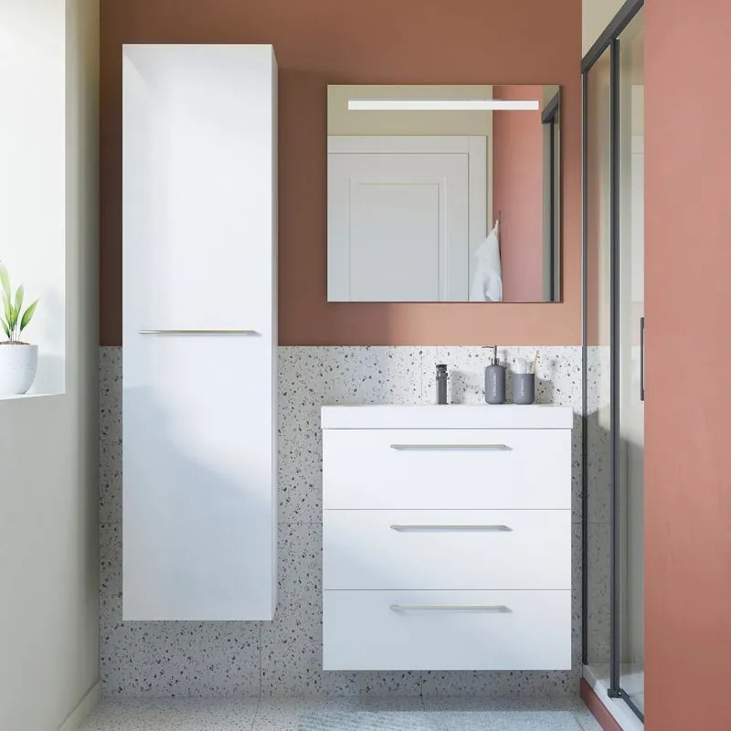 Mobile sottolavabo e lavabo Remix New bianco lucido L 75 x H 73 x P 46 cm 3 cassetti