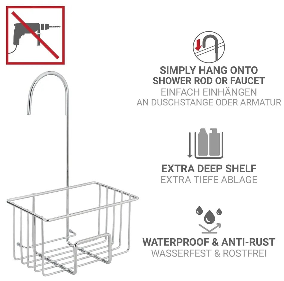 Mensola da bagno da appendere color argento lucido in acciaio inox Milito – Wenko