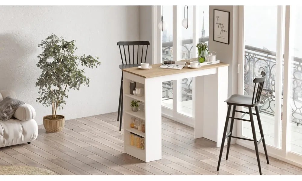 Tavolo da bar con piano in rovere 52x120 cm Peru - Marckeric