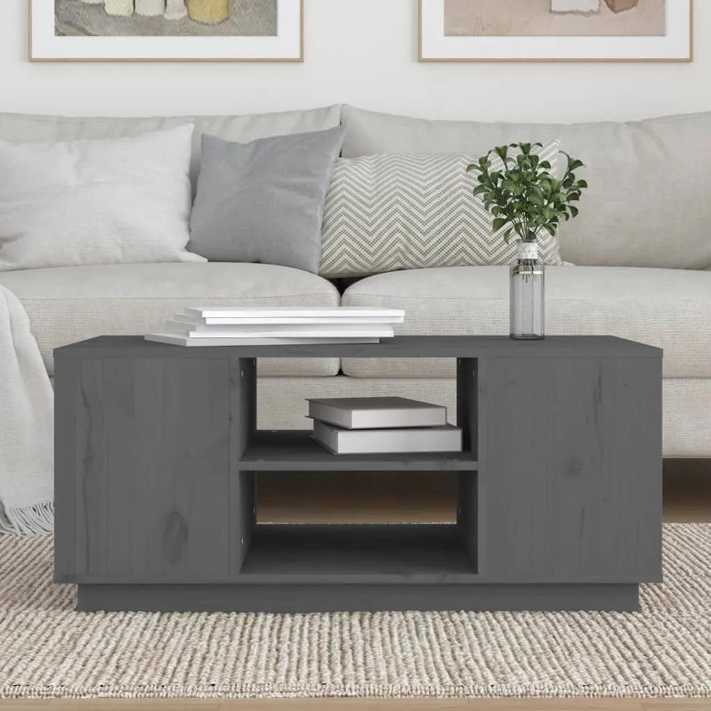 Tavolino da salotto grigio 90x49x40,5 cm legno massello di pino