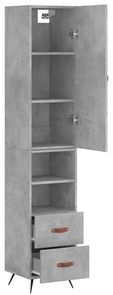 Credenza grigio cemento 34,5x34x180 cm in legno multistrato