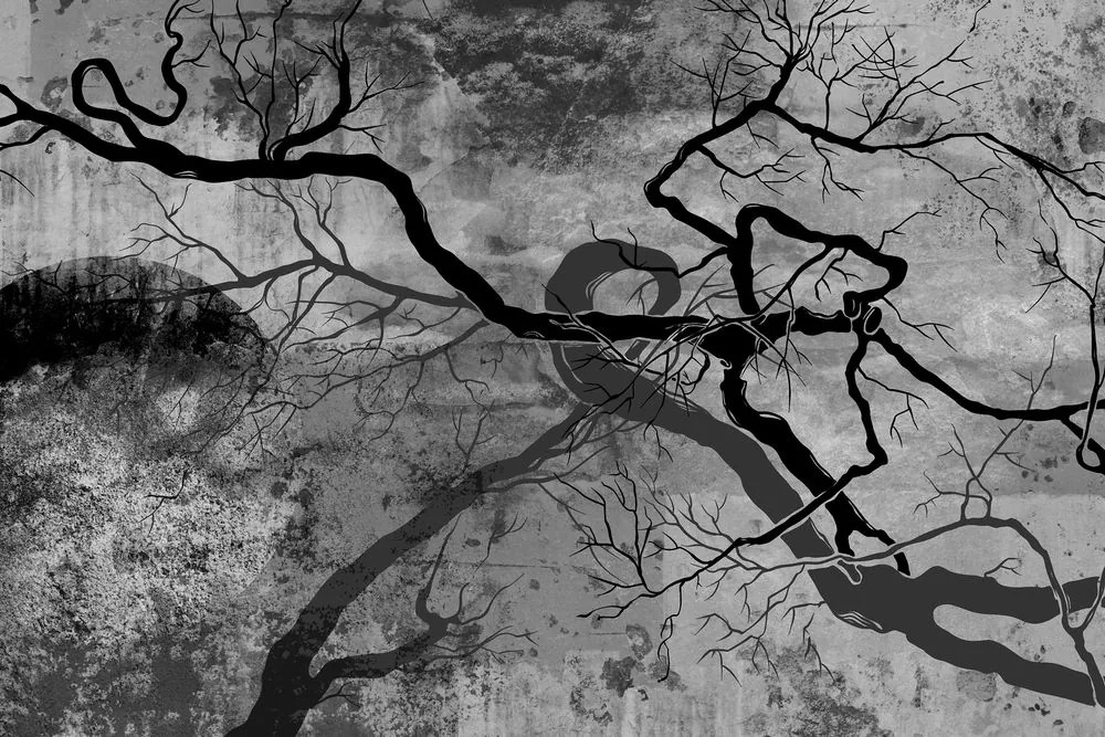 Stampa su tela – Alberi surrealisti in bianco e nero