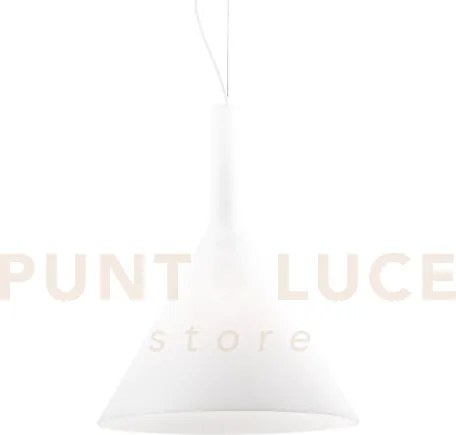 Cocktail sospensione in metallo color bianco 1 luce attacco e27 d.35cm