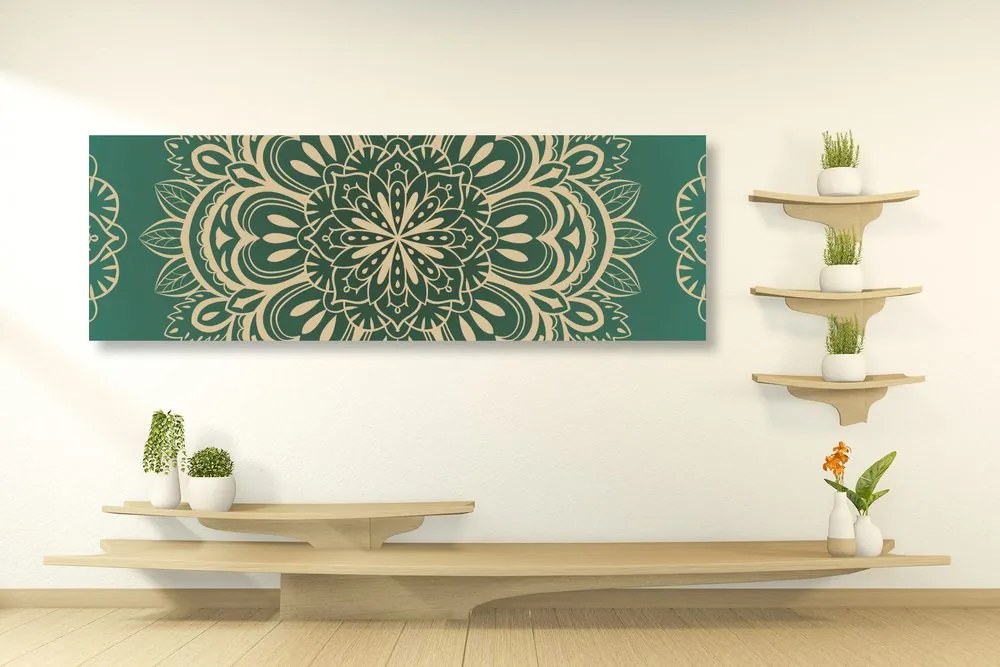 Quadro su tela – Mandala su sfondo turchese