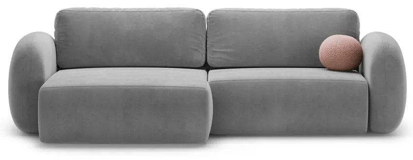 Divano angolare grigio scuro allungabile/con contenitore con rivestimento in velluto Tonale – Cosmopolitan Design