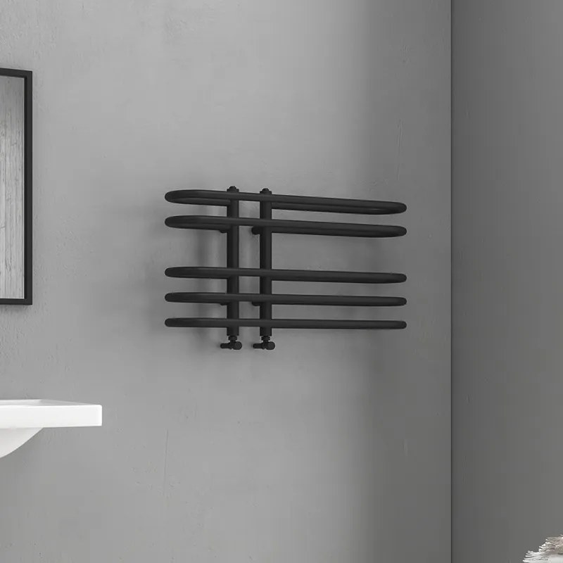 Kamalu - Scalda salviette termoarredo 700x400mm finitira nera opaca | KAM-379N