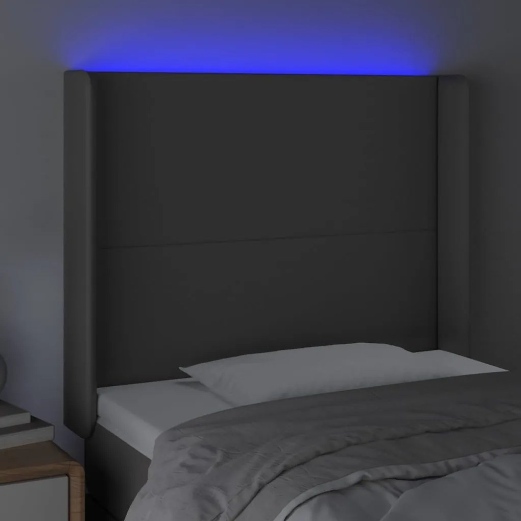 Testiera a led grigio 103x16x118/128cm in similpelle