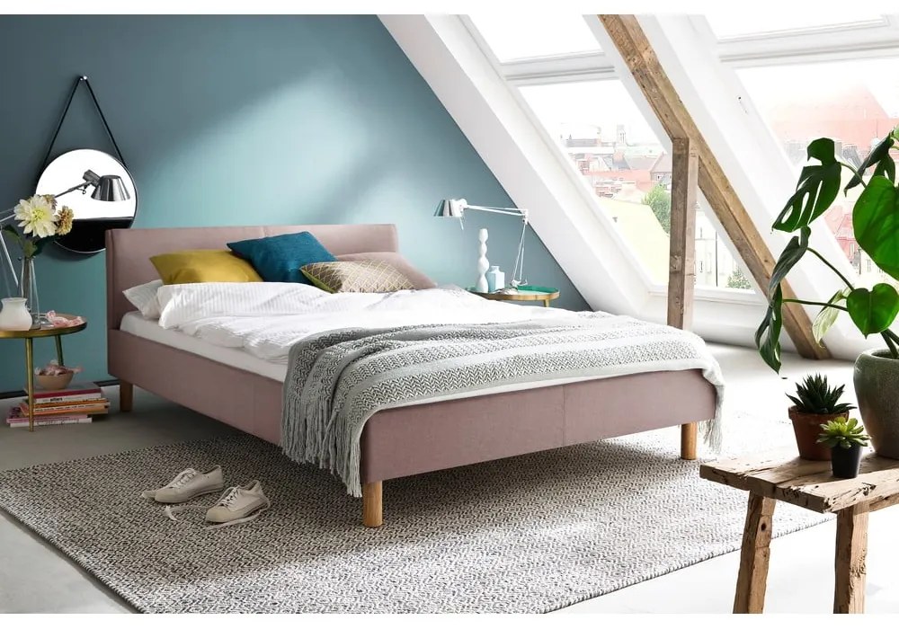 Letto singolo imbottito rosa rete non inclusa 120x200 cm Lena – Meise Möbel